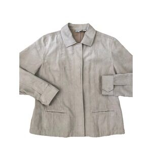 Y2k‎ Chicos Jacket Sz 2 Brown Faux Suede Button Pockets grannycore